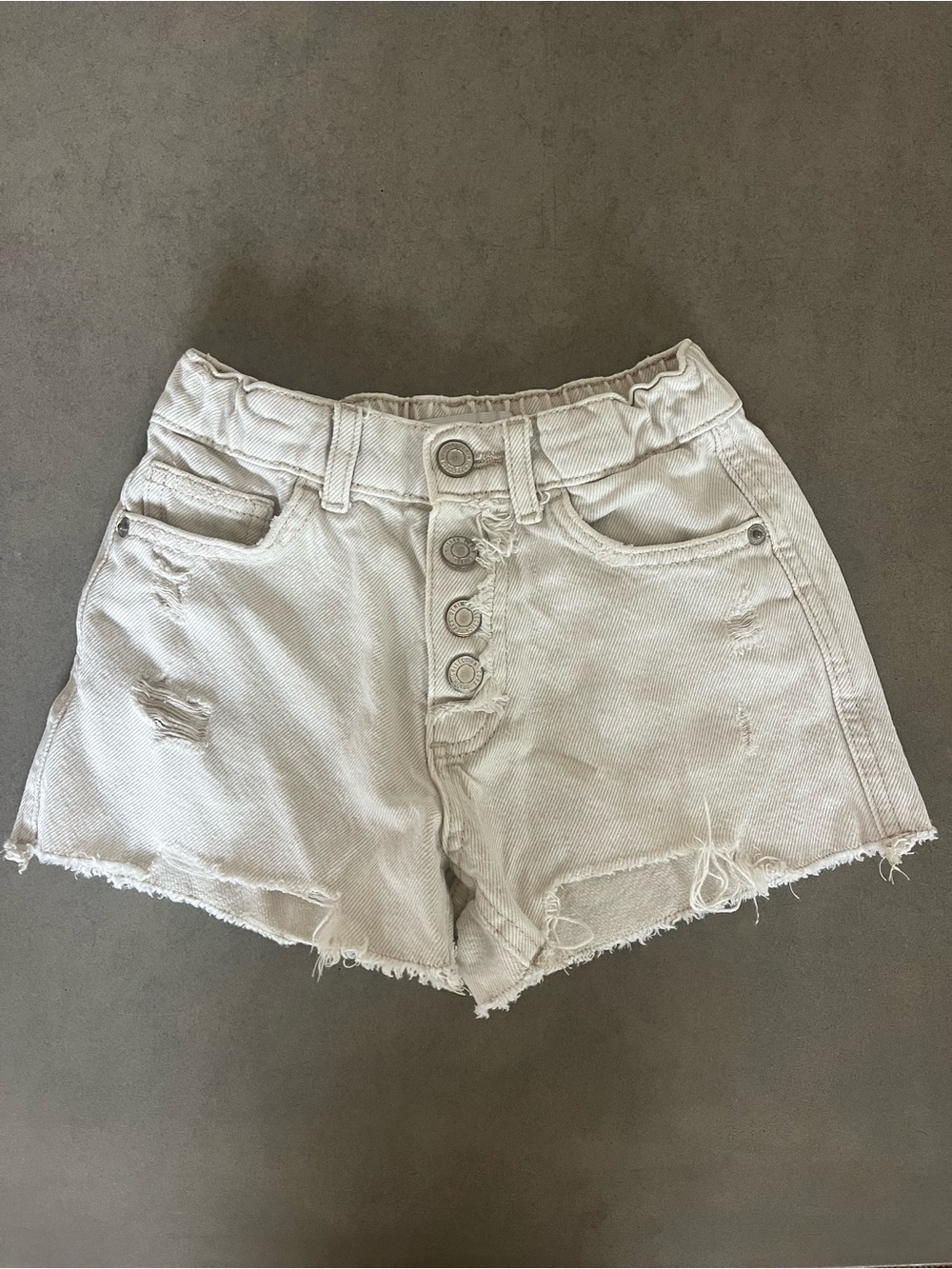ZARA - Distressed Beige Denim Shorts - Girls size 8 - like new
